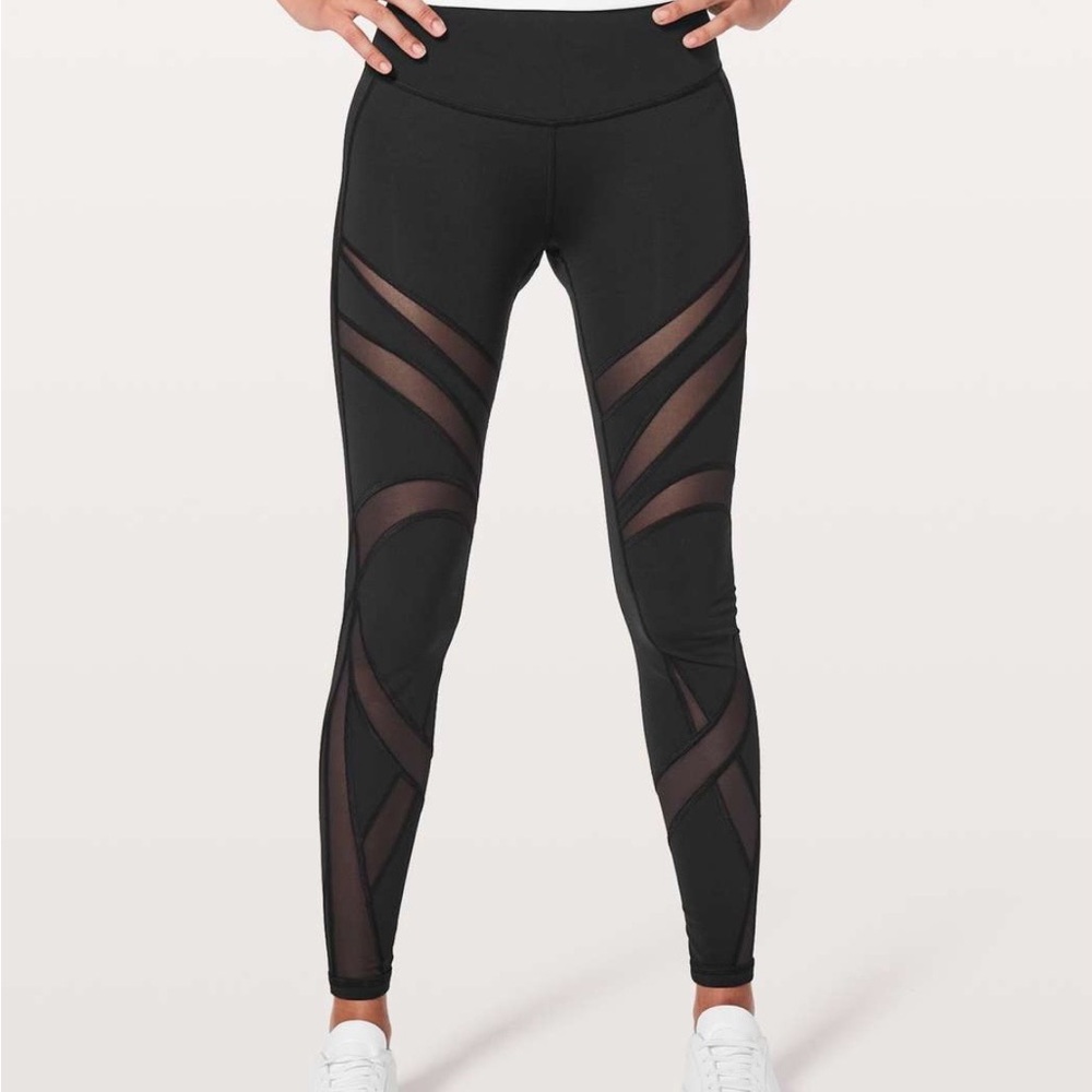 LULULEMON Wunder Under Black Hi-Rise Tight Leggings *Mesh 28” size 8